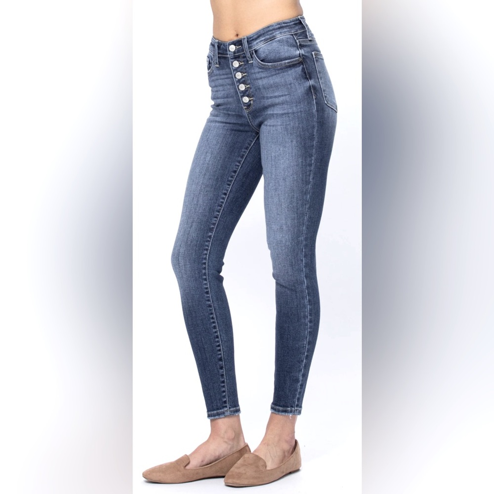 Judy Blue Penelope High Rise Skinny Button Fly Jeans Sz 28